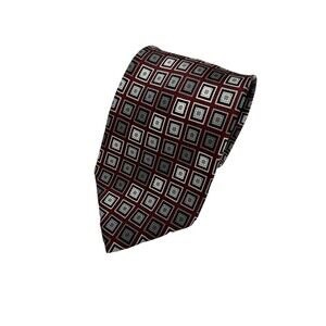 Alexander Julian Colours 100% Silk Burgandy Geometric Pattern‎ Tie  57"x 3.75"